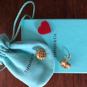 18K gold Tiffany Basketweave earrings